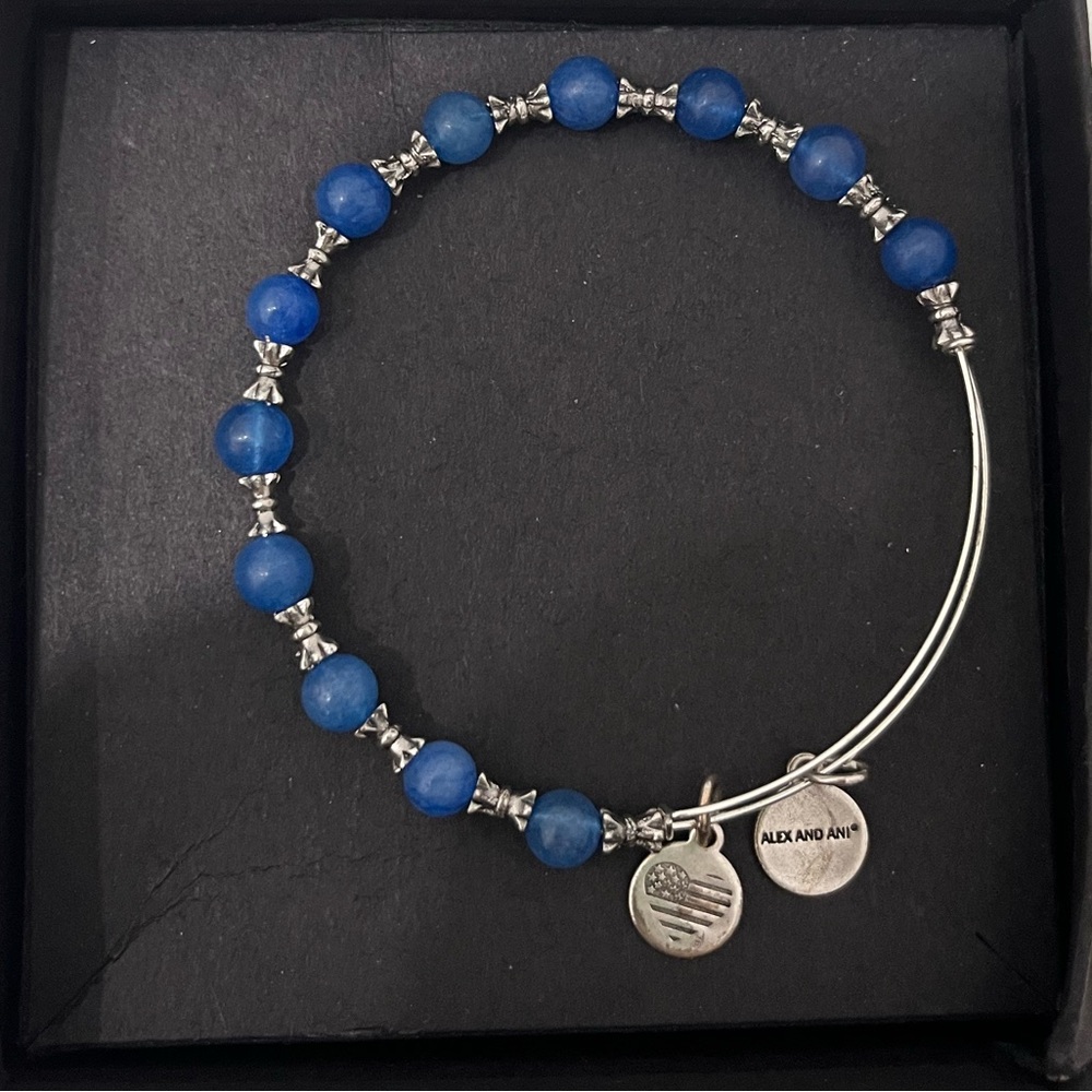 Alex and Ani Blue and Silver Beaded Bracelet